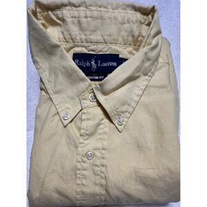 Ralph Lauren Custom Fit Yellow Long Sleeve Button Down Shirt Men's Size L